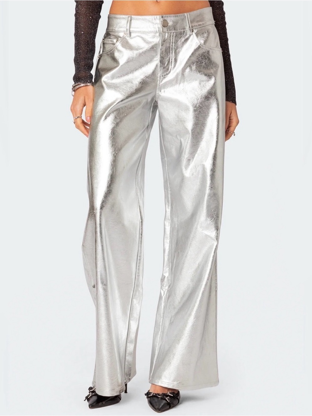 7 FOR ALL MANKIND Silver Metallic Pants